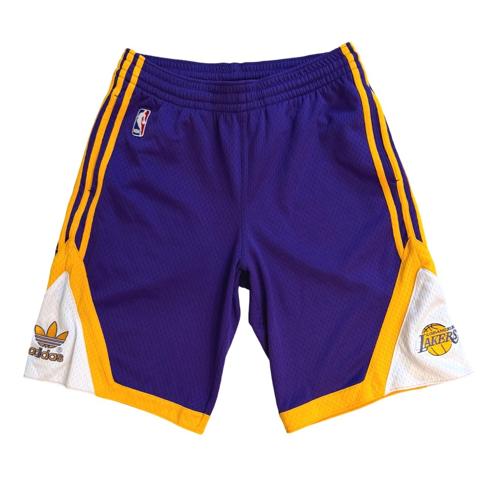 Adidas Originals Los Angeles Lakers Mesh Basketball Shorts Mens M Purple Gold